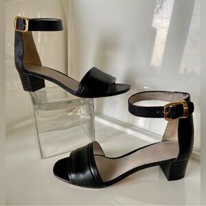 Vince Rita Croc Embossed Heeled Sandal Black Size 9